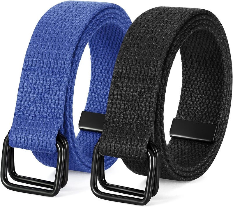 Jas. Good 2 Pack Boys Belts,Kids Canvas Belts Football Baseball Belt with Double Ring Buckle for Softball Pants Jeans - Image 1